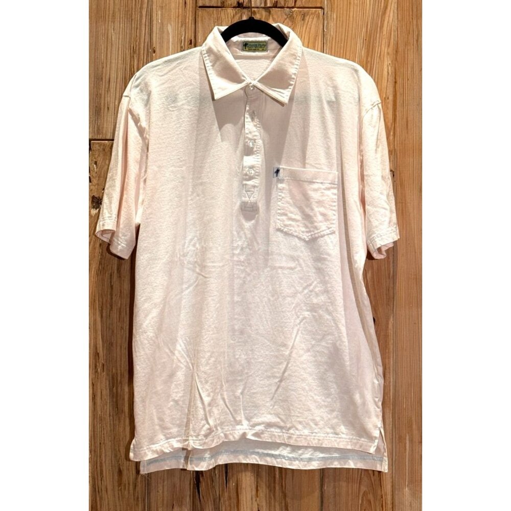 Dune Road Mens Pink Polo Shirt XL Retro Surf Style 100% Cotton With Pocket Summe